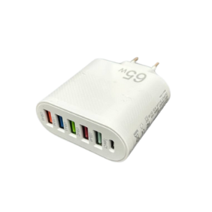 Cargador Múltiple con 5 Puertos USB y 1 Tipo C