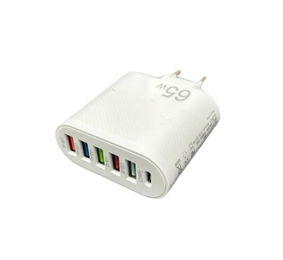 Cargador Múltiple con 5 Puertos USB y 1 Tipo C