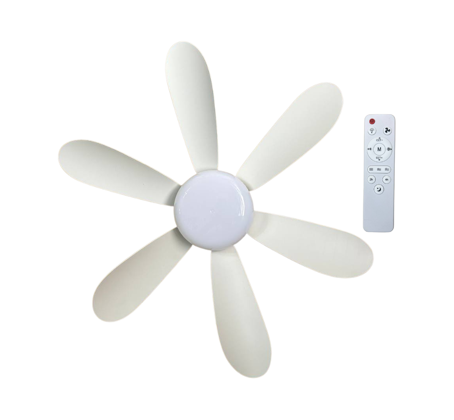 Ventilador de techo con luz y 6 aspas + control remoto