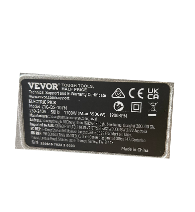 Martillo Demoledor Eléctrico VEVOR 1700W - Imagen 4